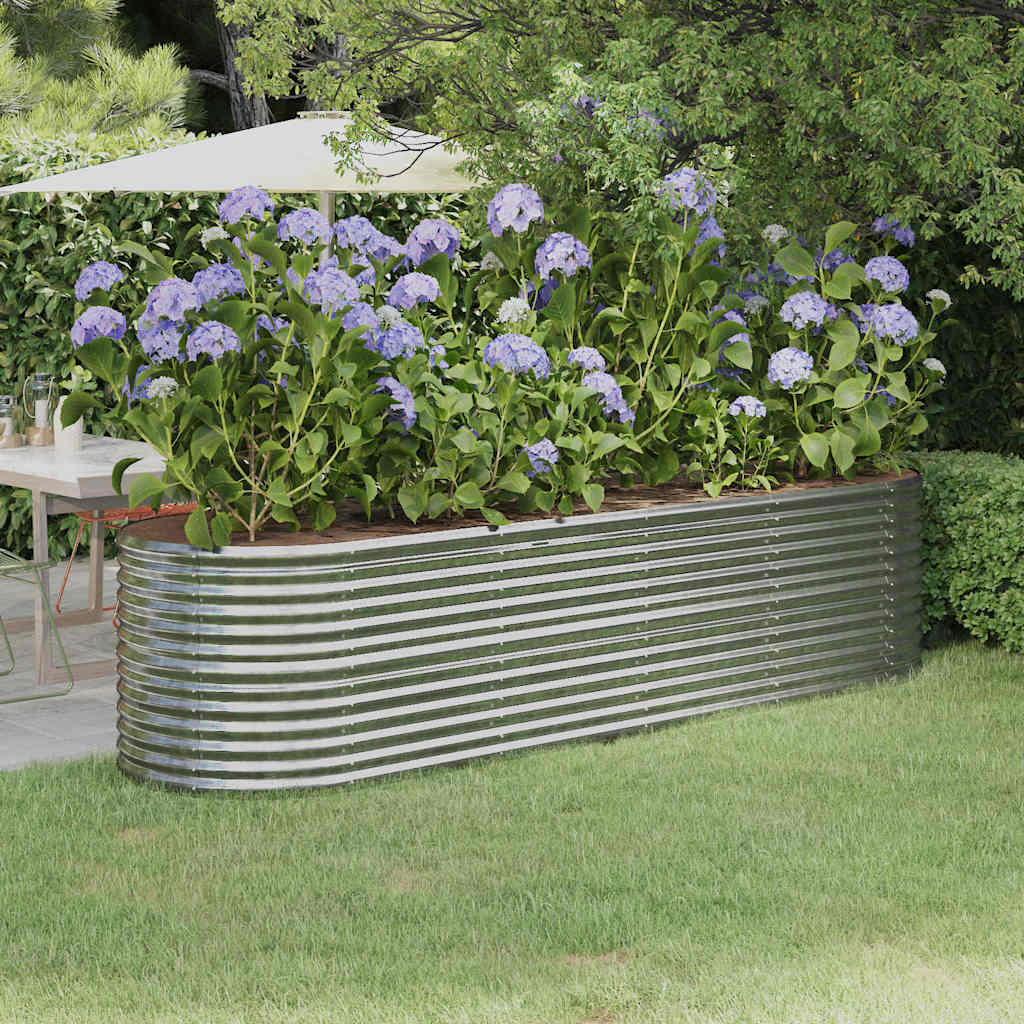 Garden Raised Bed Galvanised Steel Height 68 cm Silver 296 cm