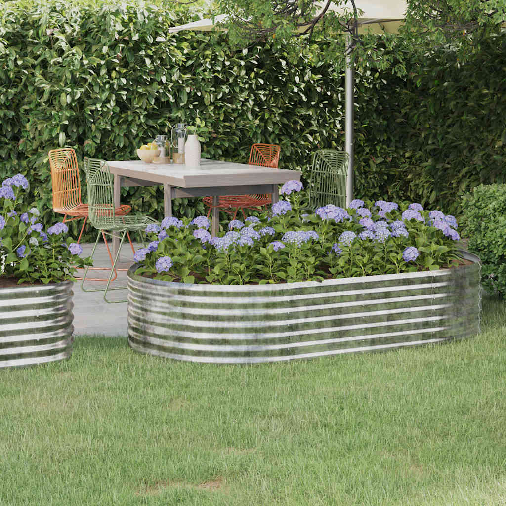 Garden Raised Bed Galvanised Steel Depth 100 cm Silver 175 cm