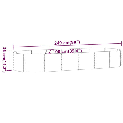 Garden Raised Bed Galvanised Steel Depth 100 cm Silver 249 cm