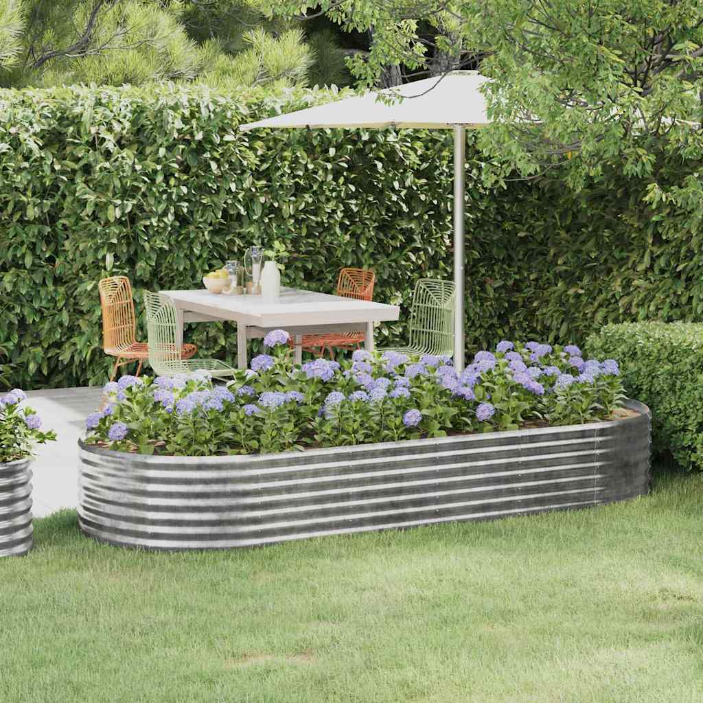 Garden Raised Bed Galvanised Steel Depth 100 cm Silver 249 cm