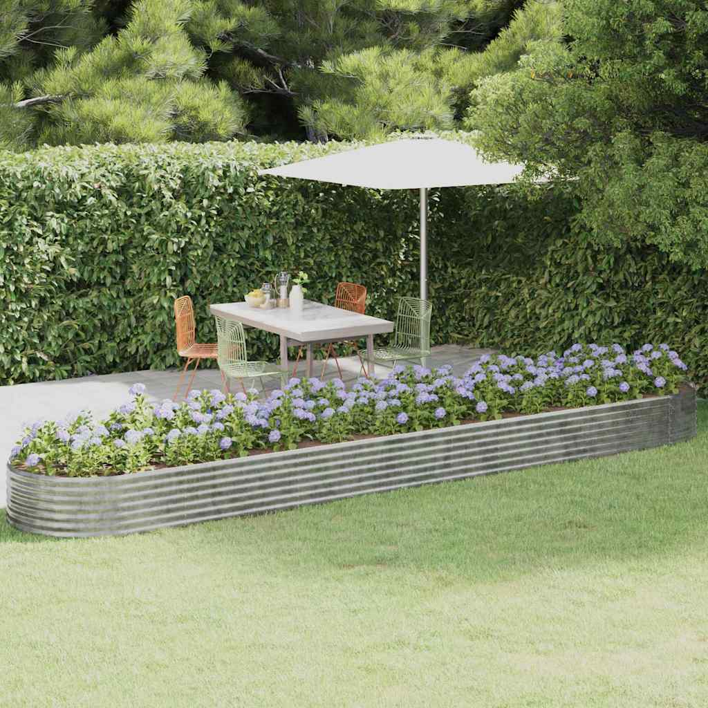 Garden Raised Bed Galvanised Steel Depth 100 cm Silver 507 cm