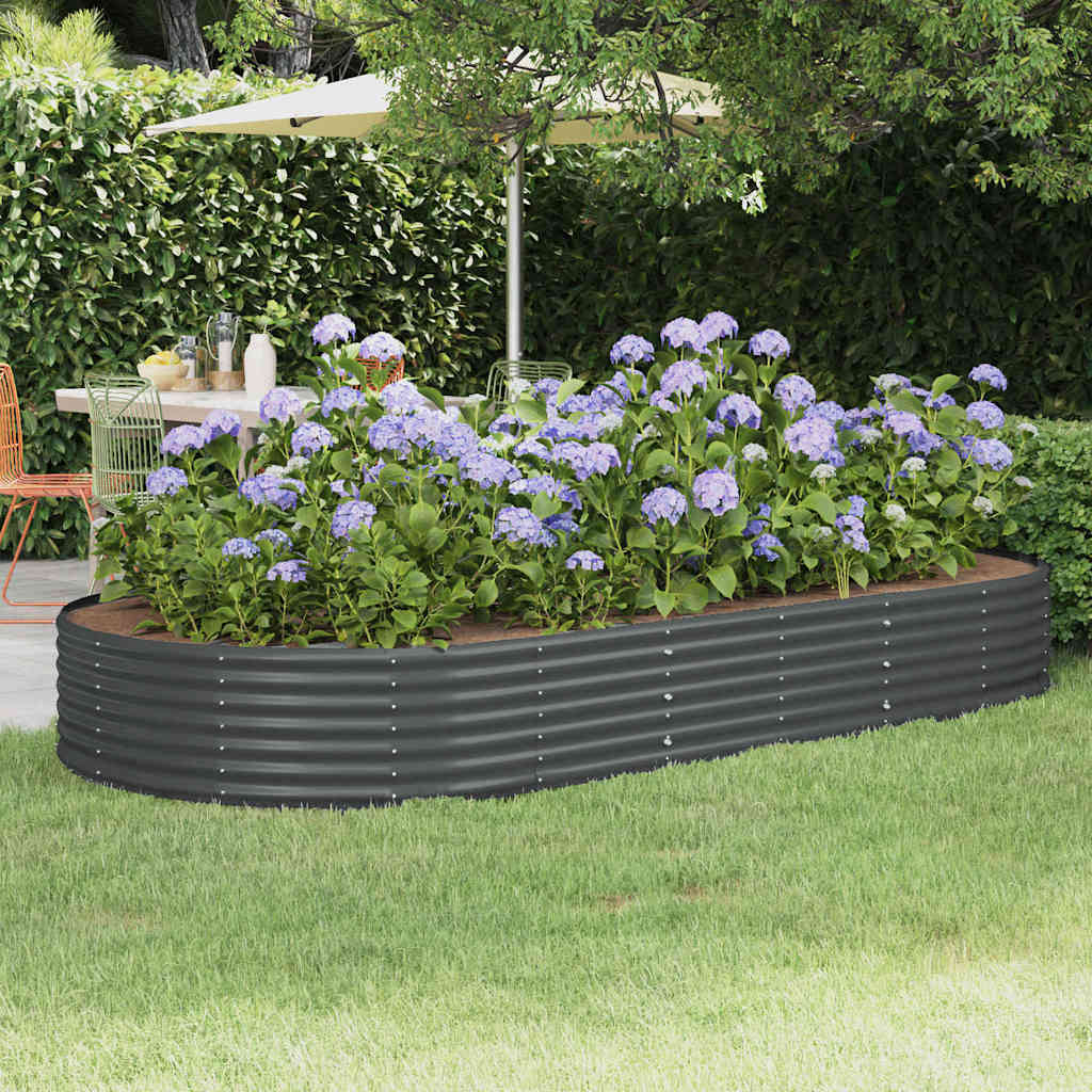 Garden Raised Bed Galvanised Steel Depth 140 cm Anthracite 296 cm
