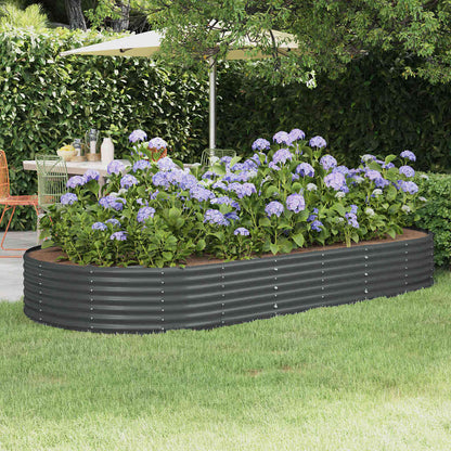 Garden Raised Bed Galvanised Steel Depth 140 cm Anthracite 296 cm