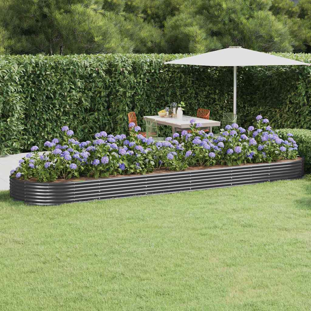 Garden Raised Bed Galvanised Steel Depth 140 cm Anthracite 523 cm