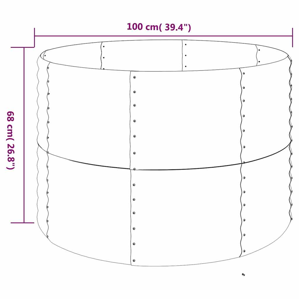 Garden Raised Bed Galvanised Steel Depth 100 cm Silver 100 cm