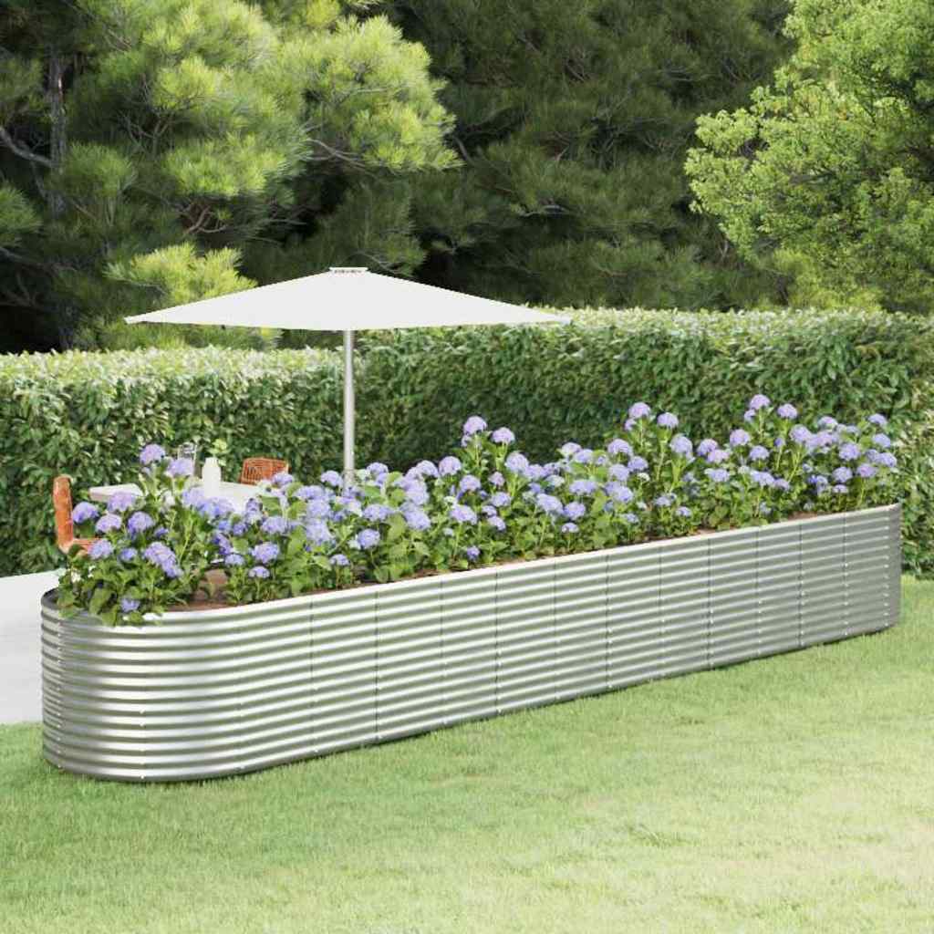 Garden Raised Bed Galvanised Steel Depth 100 cm Silver 554 cm