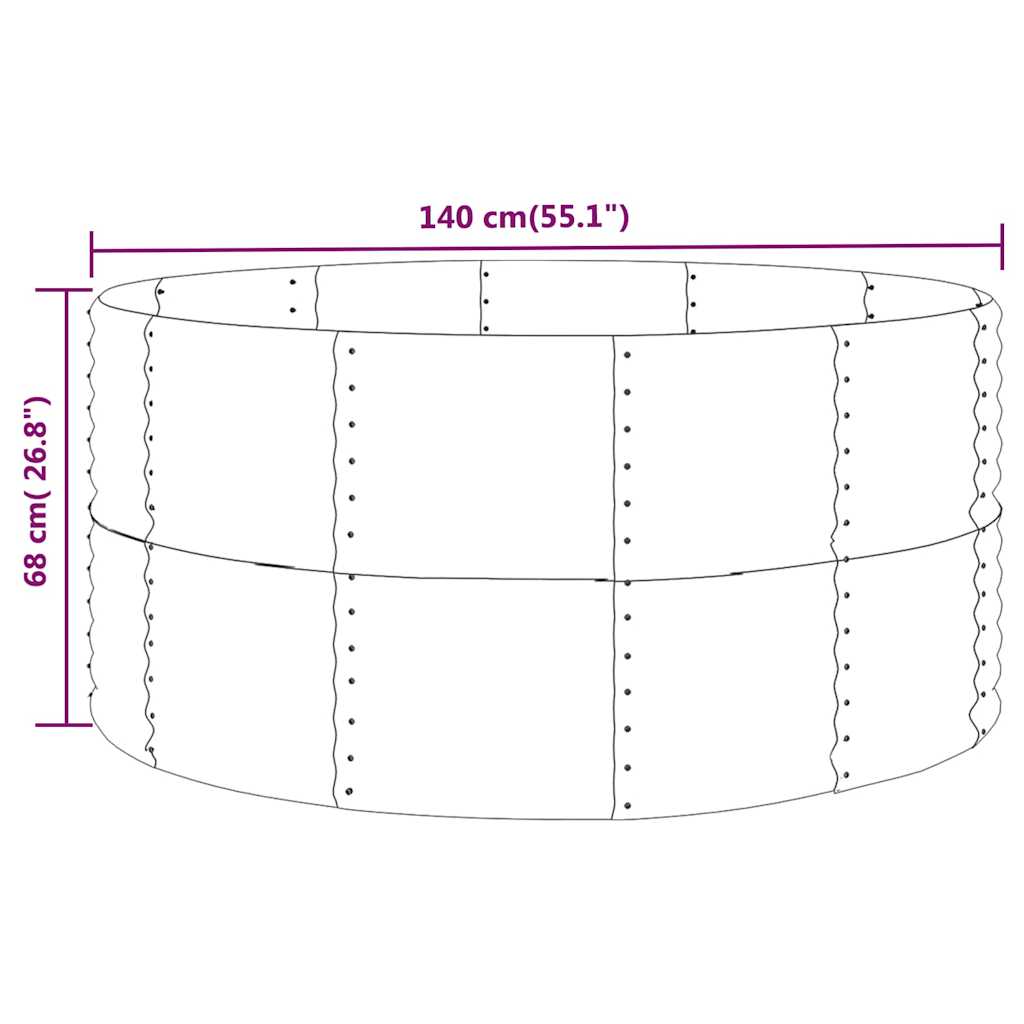 Garden Raised Bed Galvanised Steel Depth 140 cm Anthracite 140 cm