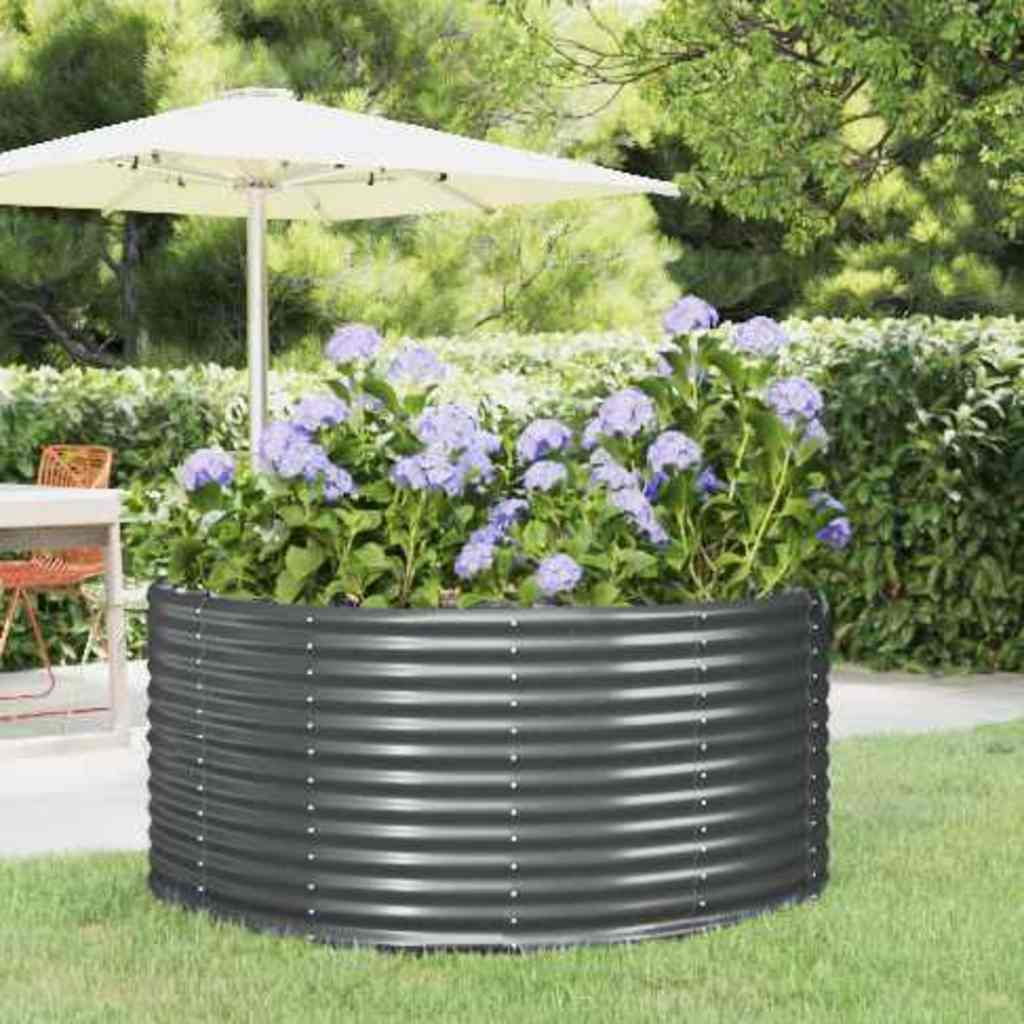 Garden Raised Bed Galvanised Steel Depth 140 cm Anthracite 140 cm
