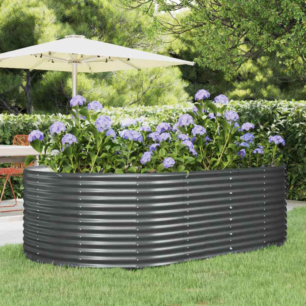 Garden Raised Bed Galvanised Steel Depth 140 cm Anthracite 212 cm