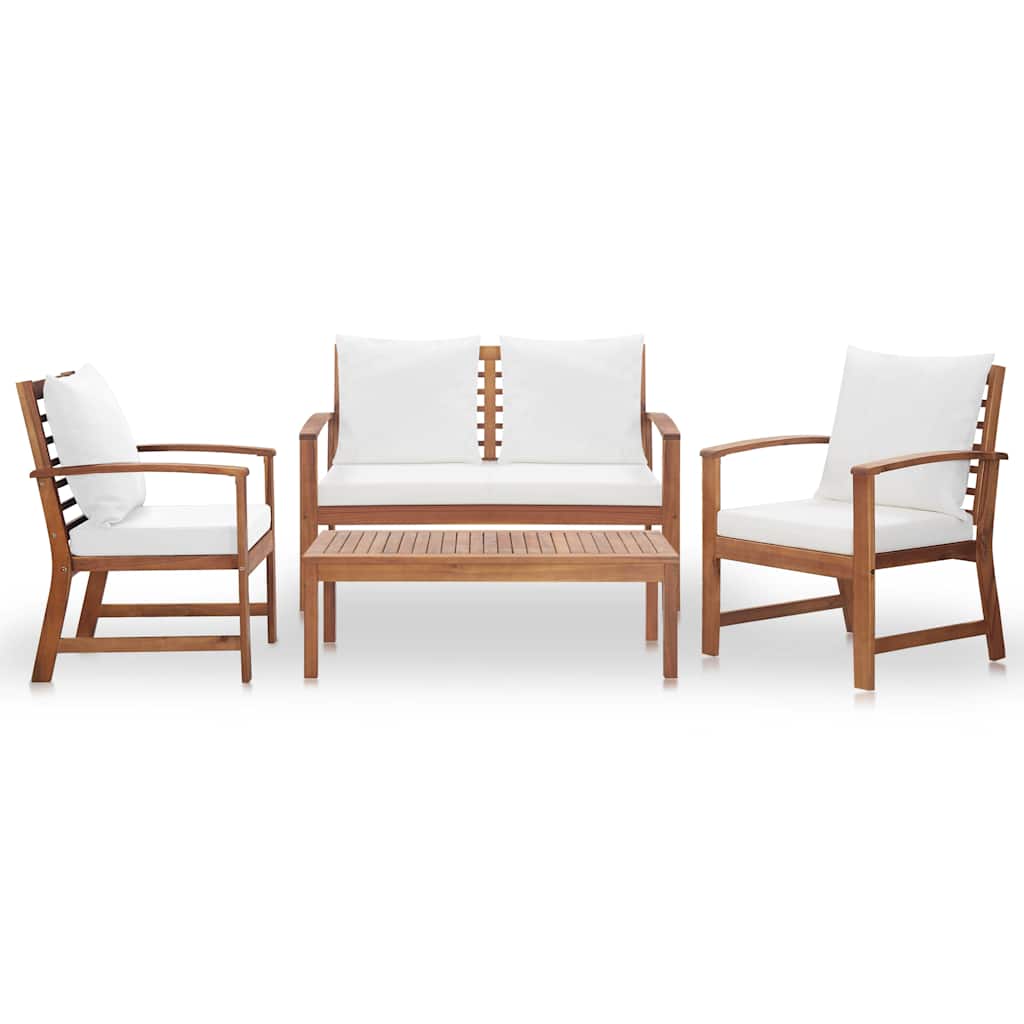 vidaXL 4 Piece Garden Lounge Set with Cushions Solid Wood Acacia 2