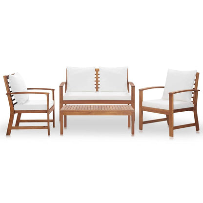 vidaXL 4 Piece Garden Lounge Set with Cushions Solid Wood Acacia 2