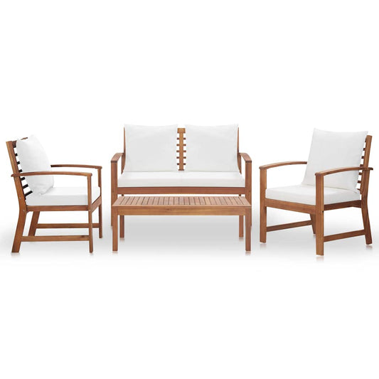 vidaXL 4 Piece Garden Lounge Set with Cushions Solid Wood Acacia 2