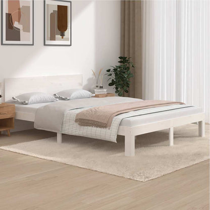 Bed Frame without Mattress Solid Wood Pine White 140 cm