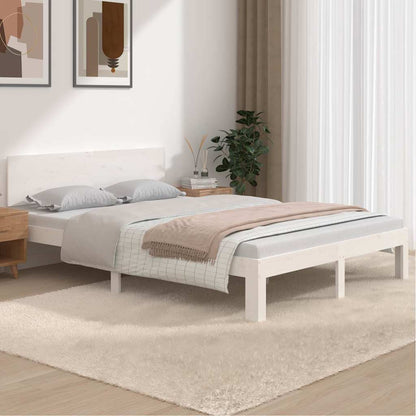 Bed Frame without Mattress Solid Wood Pine White 150 cm