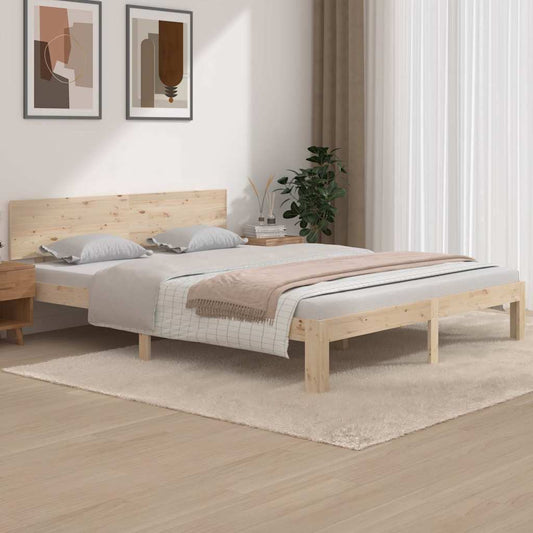 Bed Frame without Mattress Solid Wood Pine Natural 160 cm