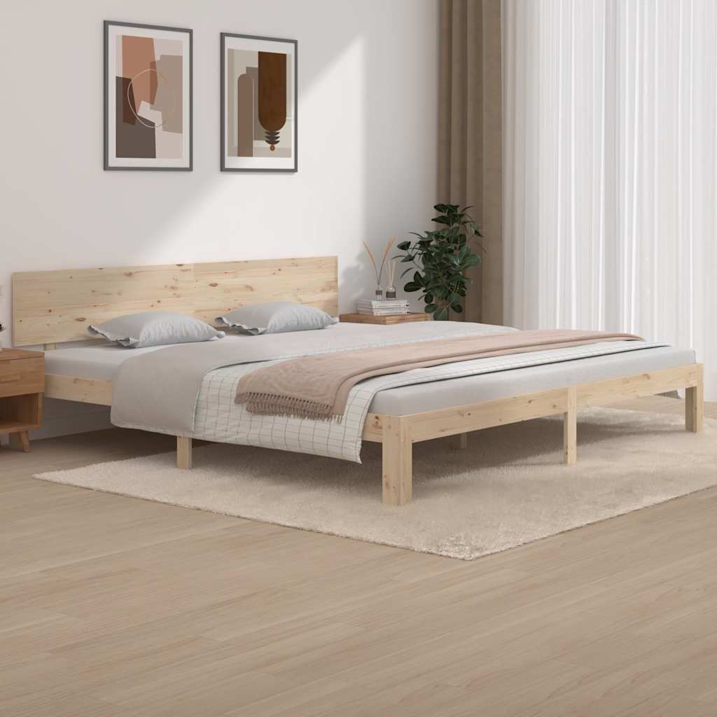 Bed Frame without Mattress Solid Wood Pine Natural 200 cm