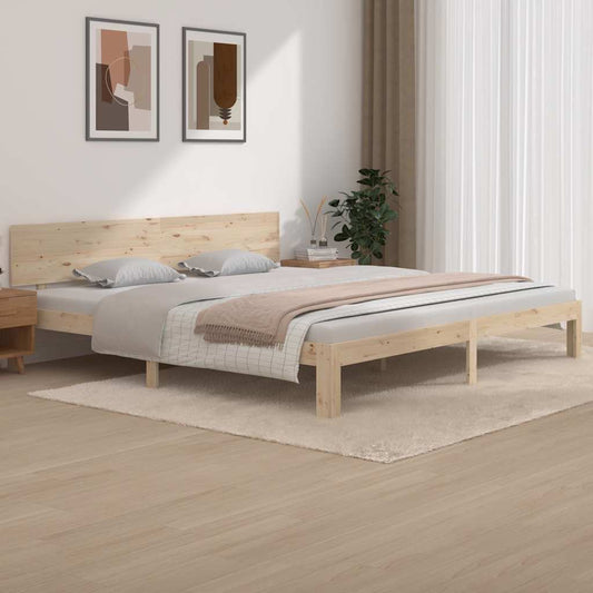 Bed Frame without Mattress Solid Wood Pine Natural 200 cm