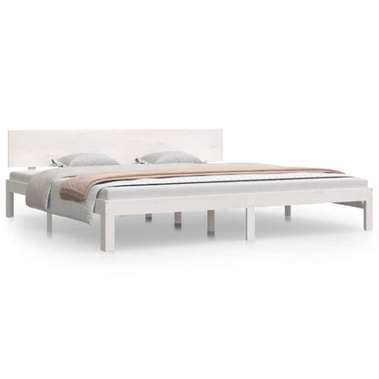 Bed Frame without Mattress Solid Wood Pine White 200 cm