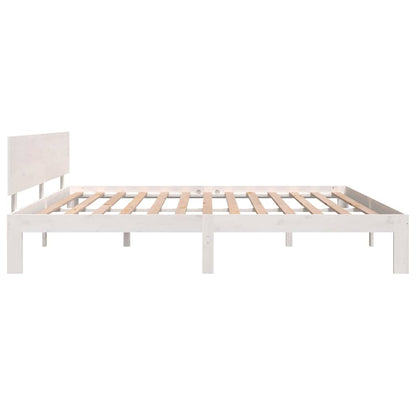 Bed Frame without Mattress Solid Wood Pine White 200 cm