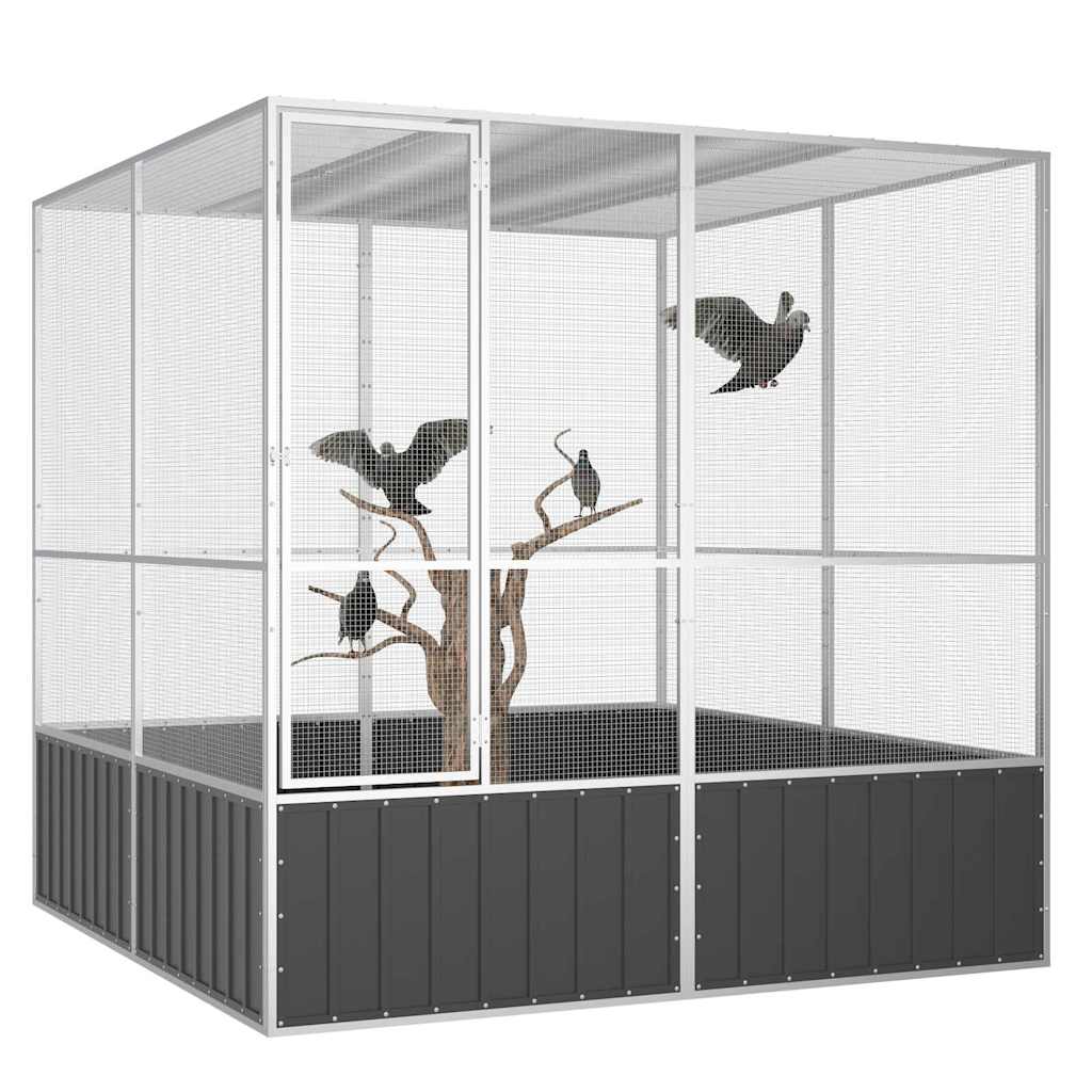 vidaXL Bird Cage Anthracite 213,5x217,5x211,5 cm Galvanised Steel 5
