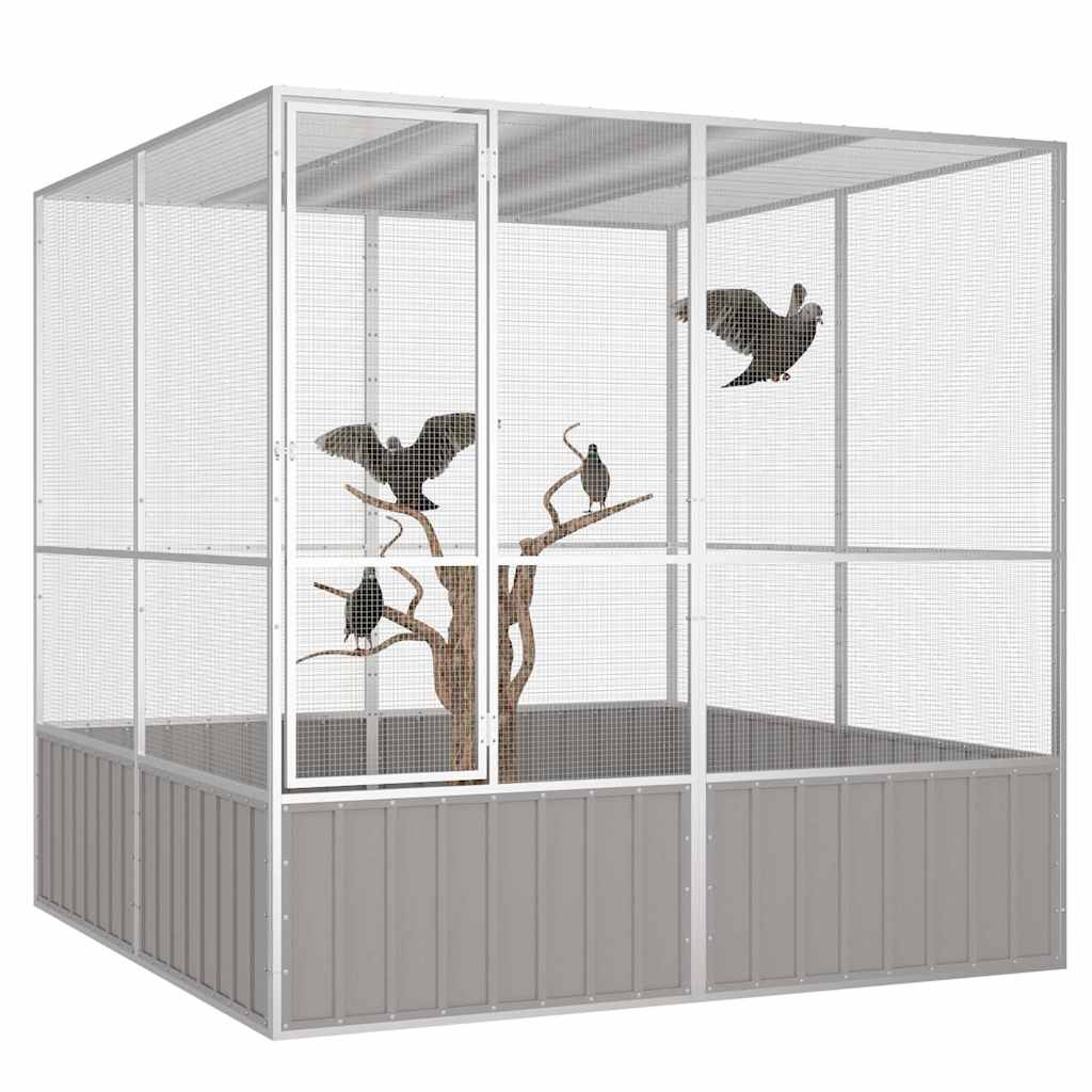 vidaXL Bird Cage Grey 213,5x217,5x211,5 cm Galvanised Steel 5