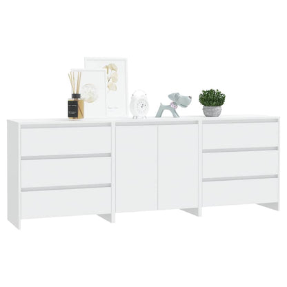 vidaXL 3 Piece Sideboard White Engineered Wood 6