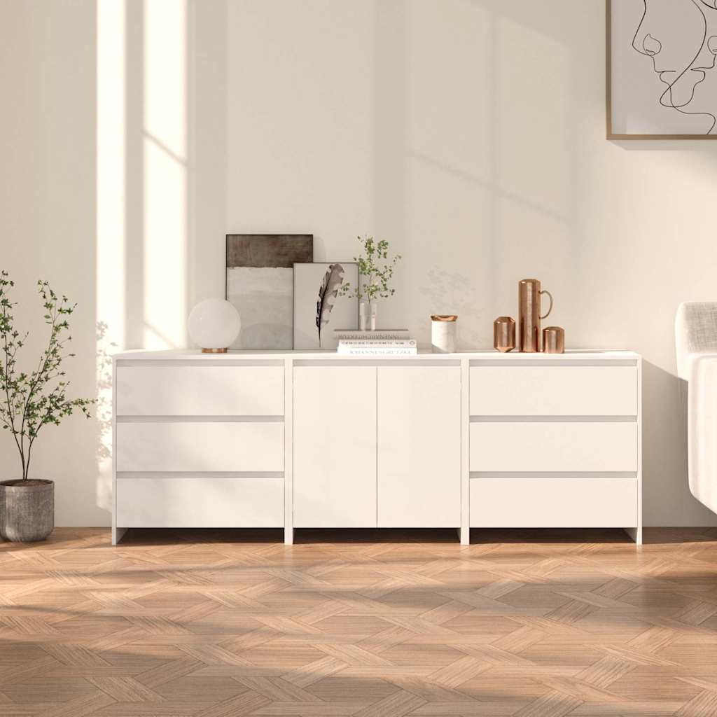 vidaXL 3 Piece Sideboard White Engineered Wood 1