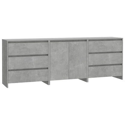 3 Piece Sideboard Engineered Wood Concrete grey