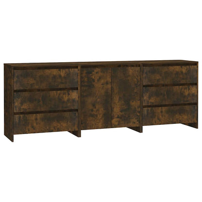 vidaXL 3 Piece Sideboard Smoked Oak Engineered Wood 2