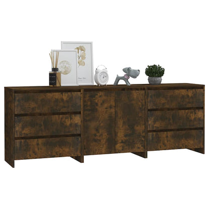 vidaXL 3 Piece Sideboard Smoked Oak Engineered Wood 6