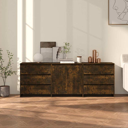 vidaXL 3 Piece Sideboard Smoked Oak Engineered Wood 1
