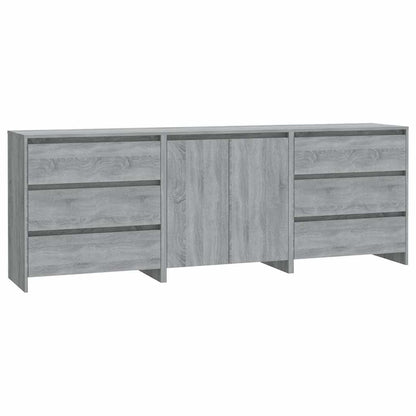 3 Piece Sideboard Engineered Wood Grey sonoma