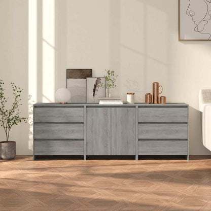 3 Piece Sideboard Engineered Wood Grey sonoma