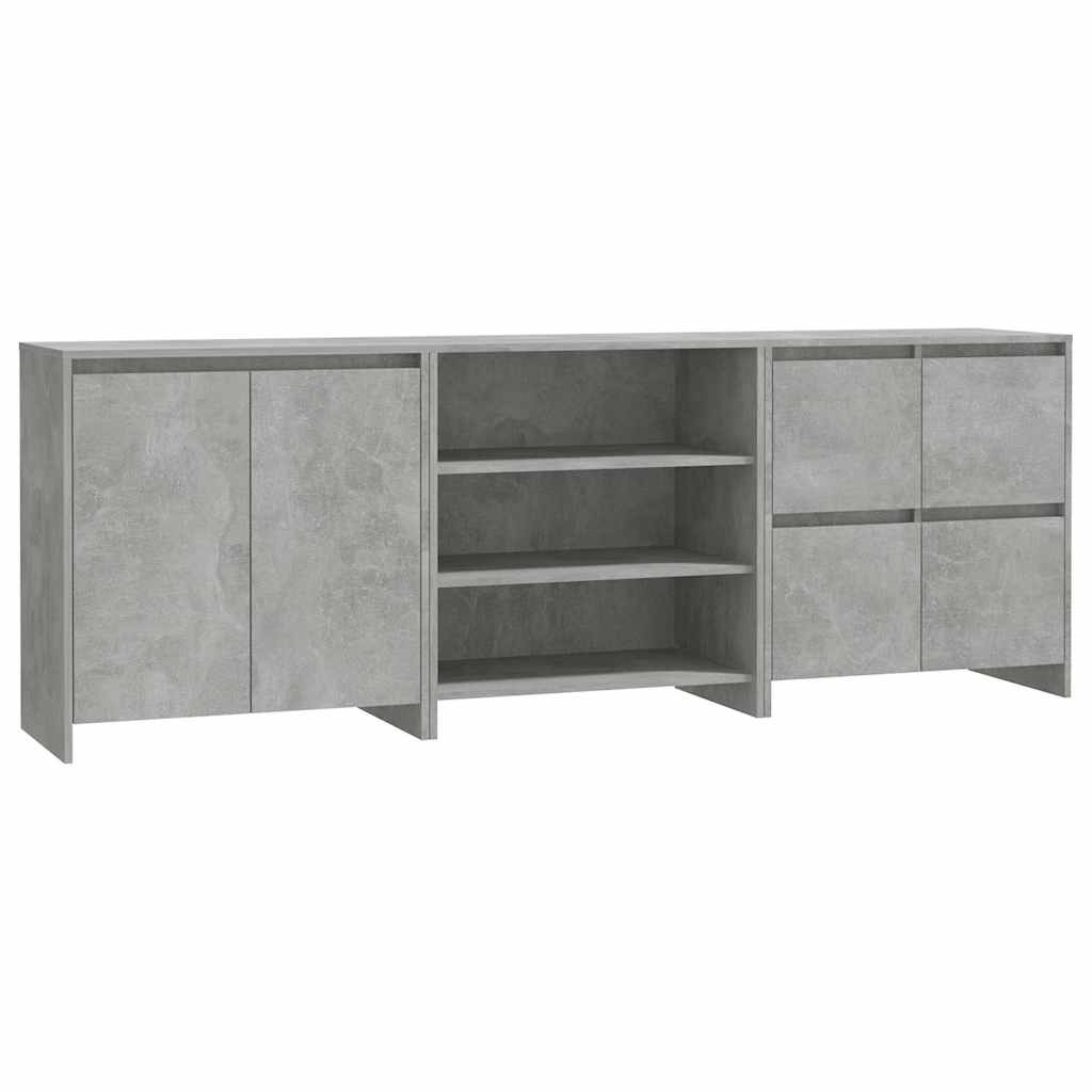 vidaXL 3 Piece Sideboard Concrete Grey Engineered Wood 2