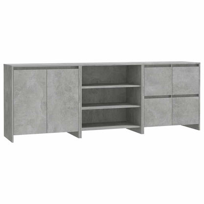vidaXL 3 Piece Sideboard Concrete Grey Engineered Wood 2