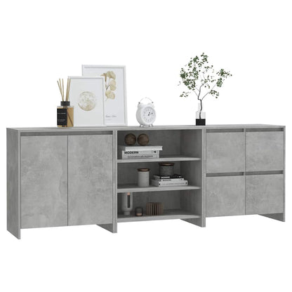 vidaXL 3 Piece Sideboard Concrete Grey Engineered Wood 6