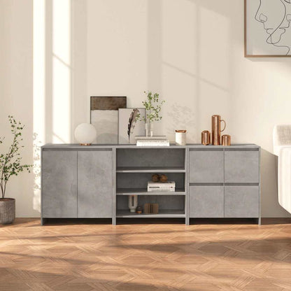 vidaXL 3 Piece Sideboard Concrete Grey Engineered Wood 1