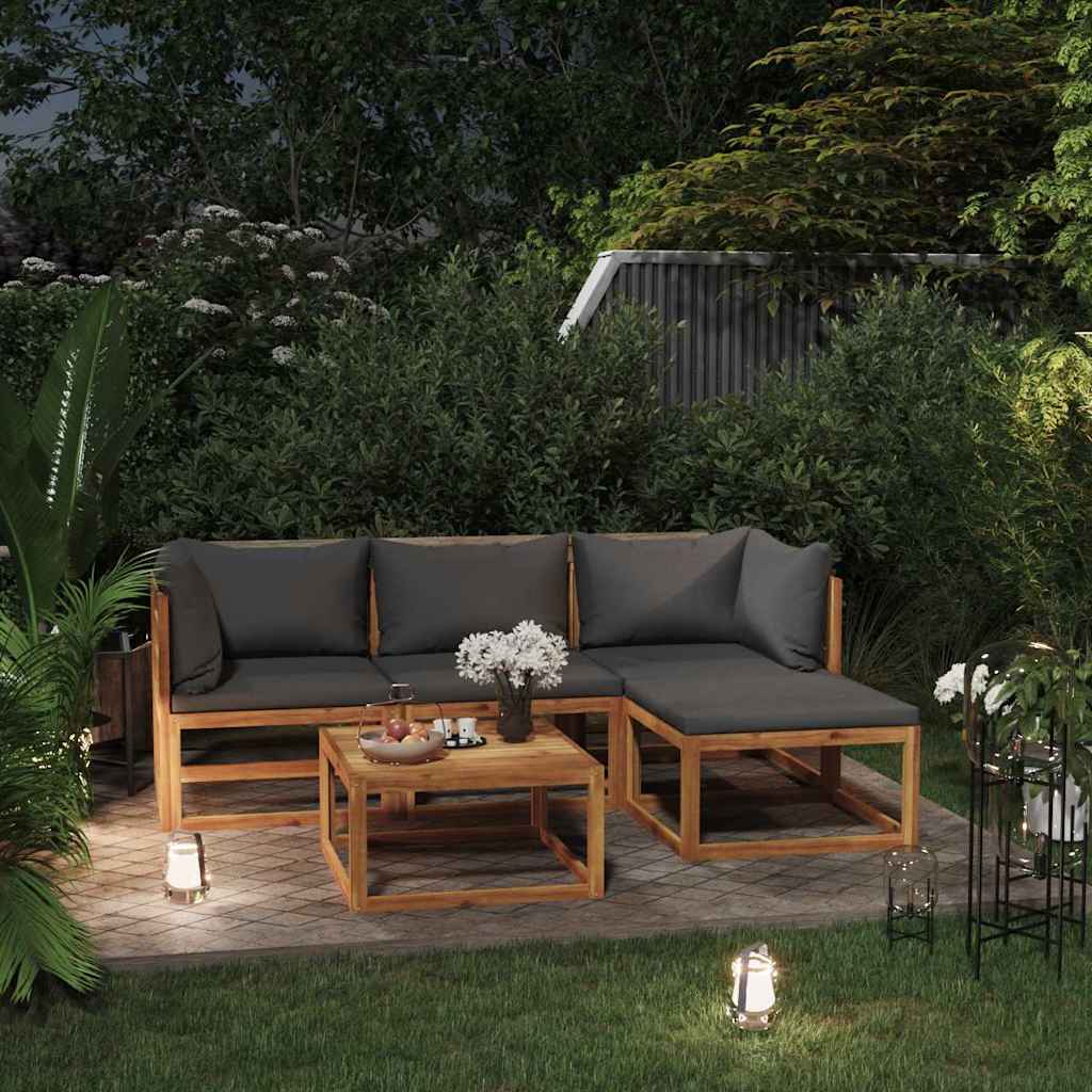vidaXL 5 Piece Garden Lounge Set with Cushions Solid Wood Acacia 1
