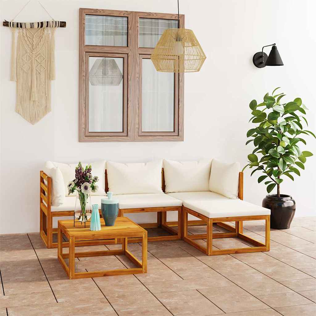 vidaXL 5 Piece Garden Lounge Set with Cushions Solid Wood Acacia 1
