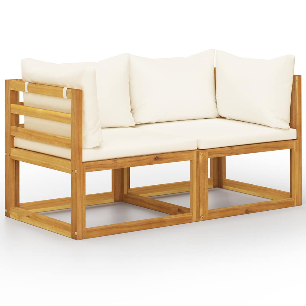 vidaXL 2-seater Garden Bench with Cream White Cushions 1