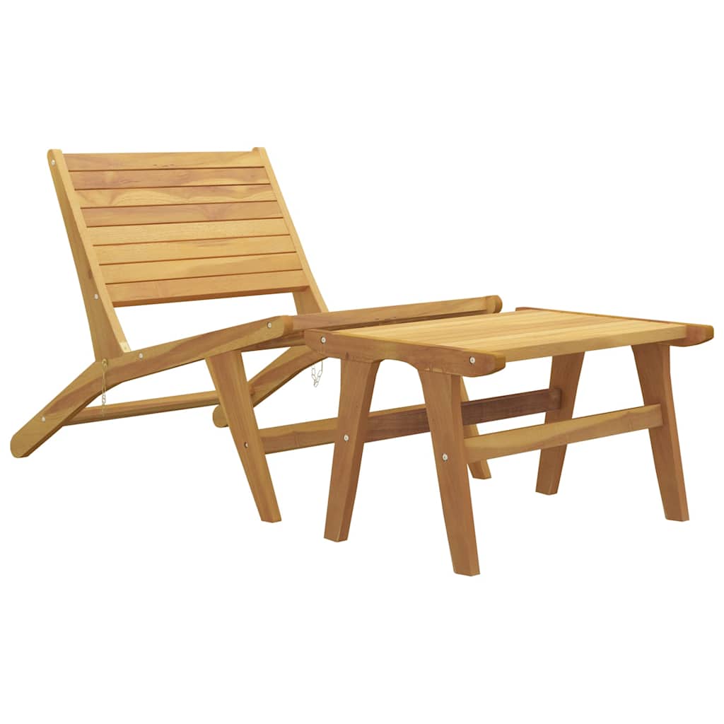 vidaXL Garden Chair with Footrest Solid Wood Teak 2