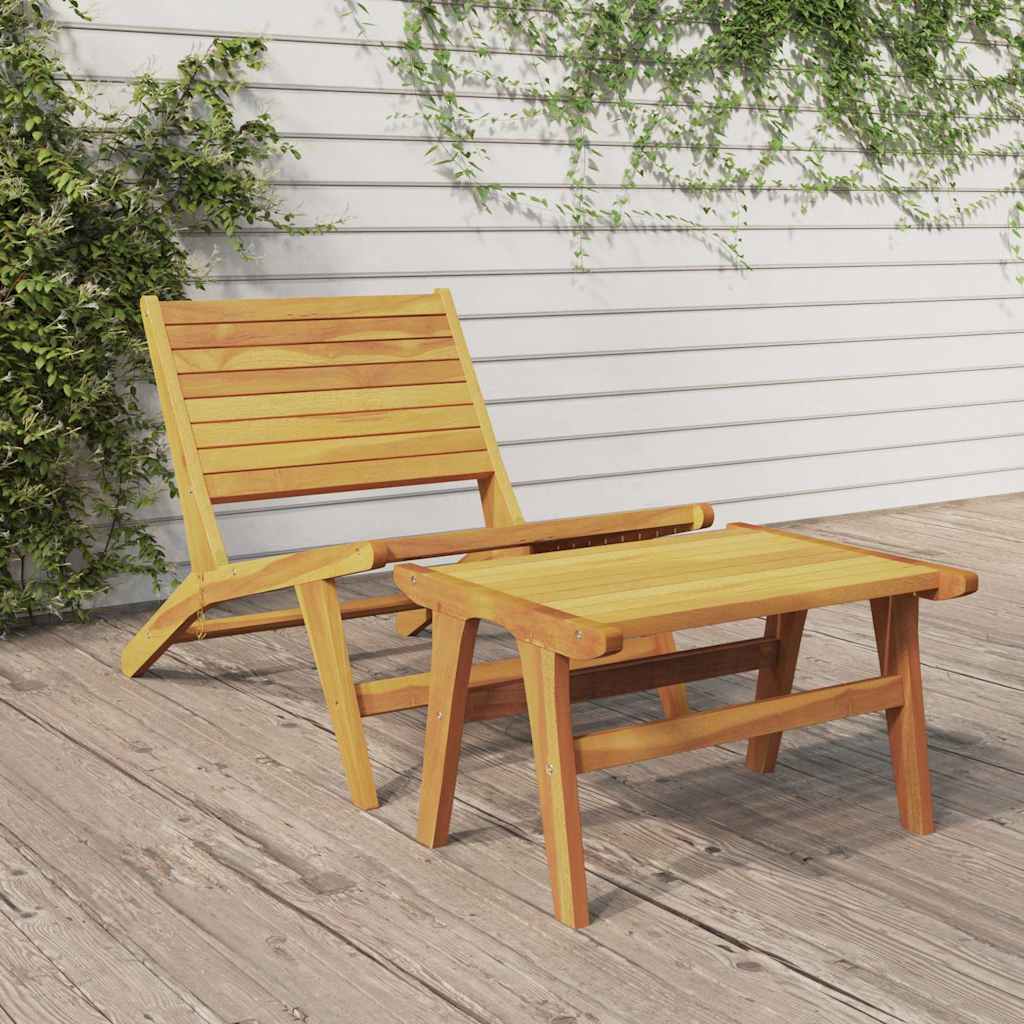 vidaXL Garden Chair with Footrest Solid Wood Teak 1