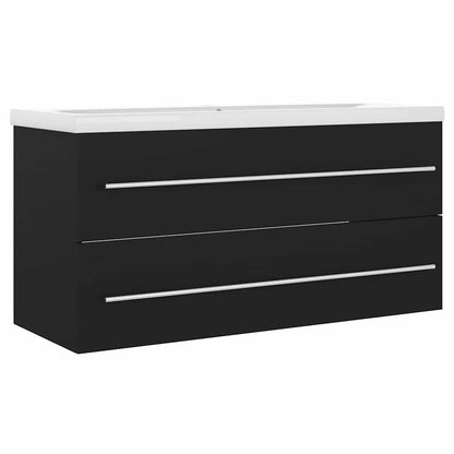 vidaXL Sink Cabinet with Built-in Basin Black Engineered Wood 2
