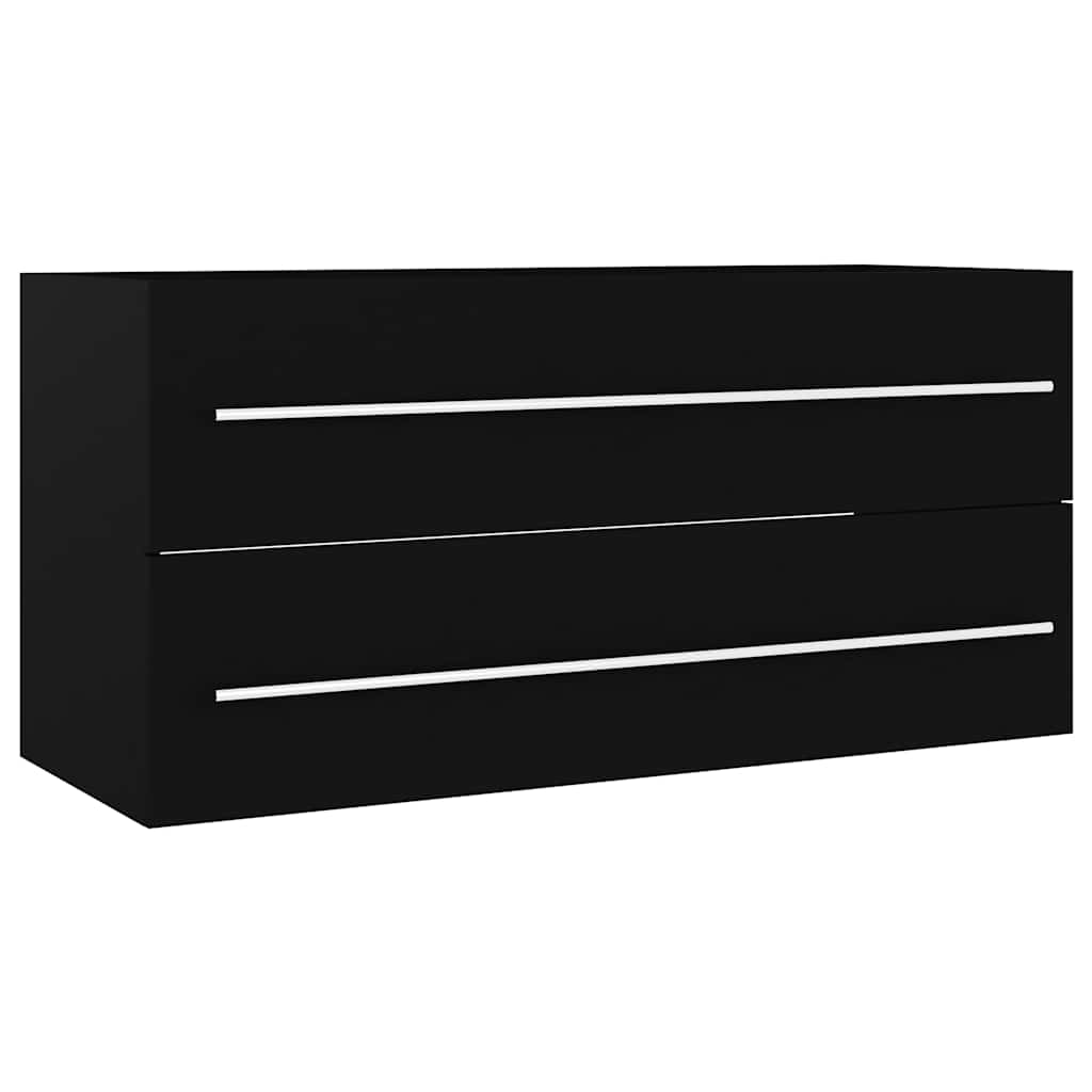 vidaXL Sink Cabinet with Built-in Basin Black Engineered Wood 3