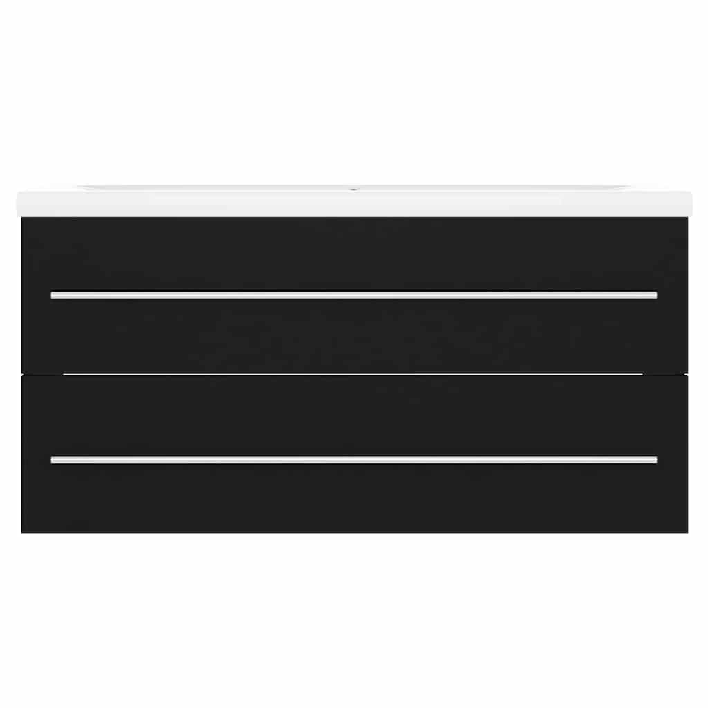 vidaXL Sink Cabinet with Built-in Basin Black Engineered Wood 4