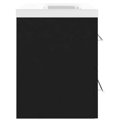 Sink Cabinet with Built-in Basin Engineered Wood without Faucet Black 100 x 38.5 x 48 cm