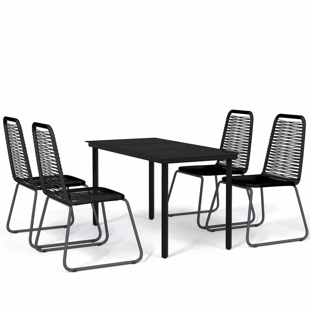 vidaXL 5 Piece Garden Dining Set Black 2