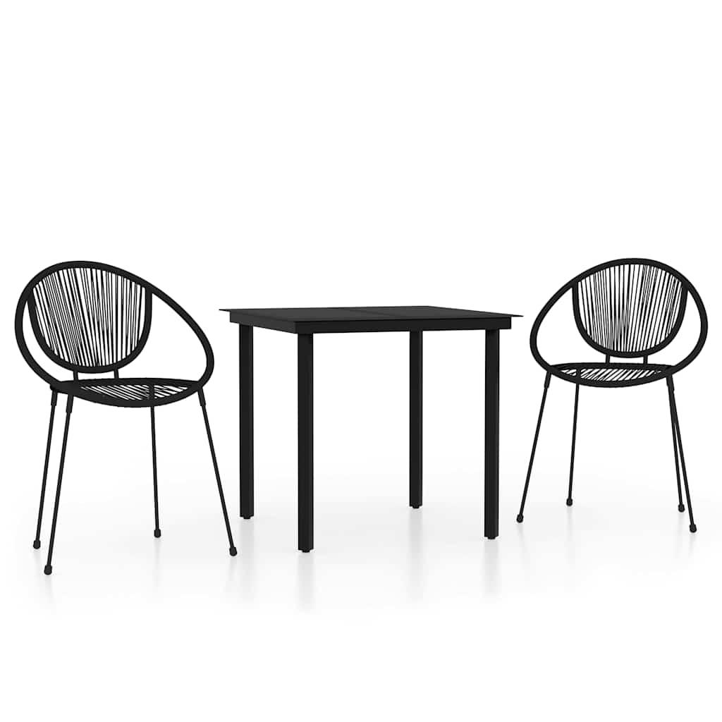 vidaXL 3 Piece Garden Dining Set Black 2