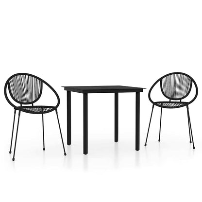 vidaXL 3 Piece Garden Dining Set Black 2