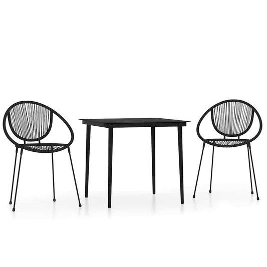 vidaXL 3 Piece Garden Dining Set Black 2